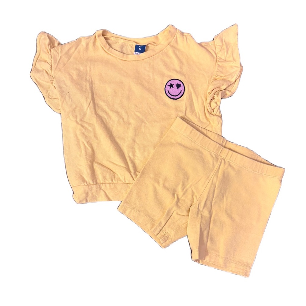 Old Navy Yellow Ruffle Sleeve Top and Shorts Set - Size 4T